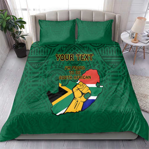 Personalised South Africa Bedding Set African Pattern Happy Freedom Day Green Version