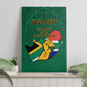 Personalised South Africa Canvas Wall Art African Pattern Happy Freedom Day Green Version