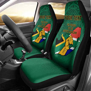 Personalised South Africa Car Seat Cover African Pattern Happy Freedom Day Green Version