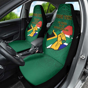 Personalised South Africa Car Seat Cover African Pattern Happy Freedom Day Green Version