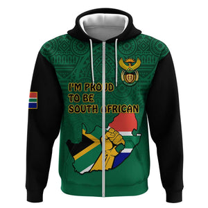 Personalised South Africa Hoodie African Pattern Happy Freedom Day Green Version