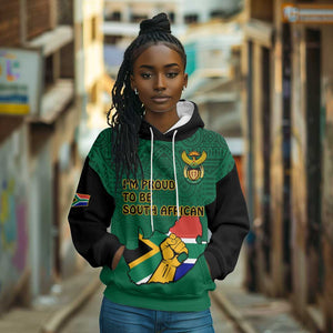 Personalised South Africa Hoodie African Pattern Happy Freedom Day Green Version