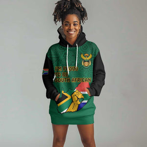 Personalised South Africa Hoodie Dress African Pattern Happy Freedom Day Green Version