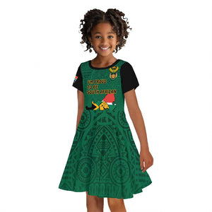 Personalised South Africa Kid Short Sleeve Dress African Pattern Happy Freedom Day Green Version