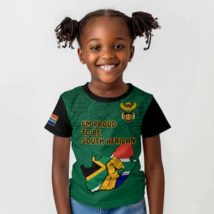 Personalised South Africa Kid T shirt African Pattern Happy Freedom Day Green Version