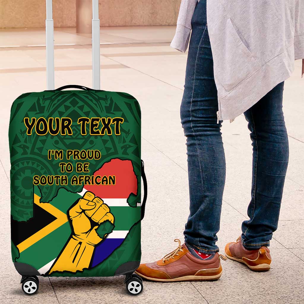 Personalised South Africa Luggage Cover African Pattern Happy Freedom Day Green Version