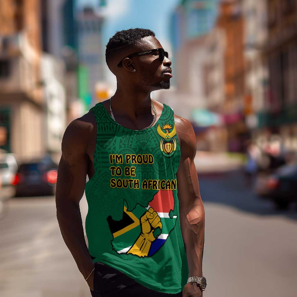 Personalised South Africa Men Tank Top African Pattern Happy Freedom Day Green Version