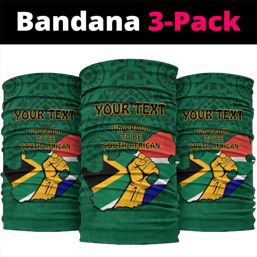 Personalised South Africa Neck Gaiter African Pattern Happy Freedom Day Green Version LT14
