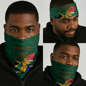 Personalised South Africa Neck Gaiter African Pattern Happy Freedom Day Green Version LT14
