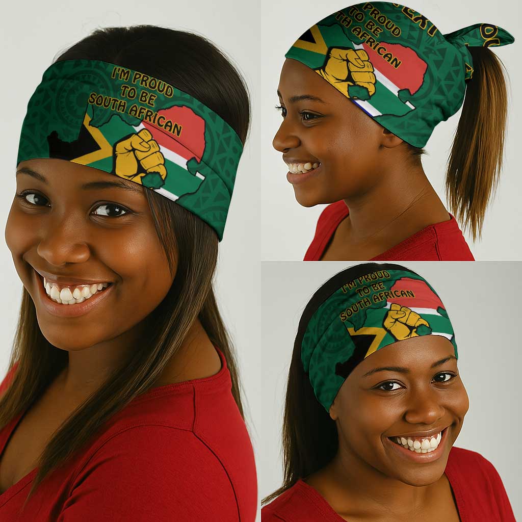 Personalised South Africa Neck Gaiter African Pattern Happy Freedom Day Green Version LT14