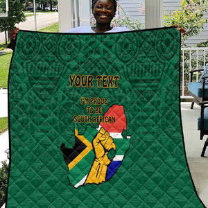 Personalised South Africa Quilt African Pattern Happy Freedom Day Green Version