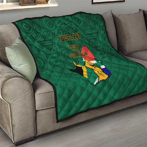 Personalised South Africa Quilt African Pattern Happy Freedom Day Green Version