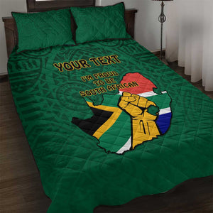 Personalised South Africa Quilt Bed Set African Pattern Happy Freedom Day Green Version