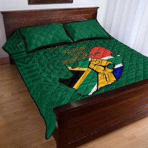 Personalised South Africa Quilt Bed Set African Pattern Happy Freedom Day Green Version