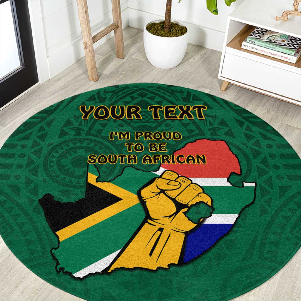 Personalised South Africa Round Carpet African Pattern Happy Freedom Day Green Version