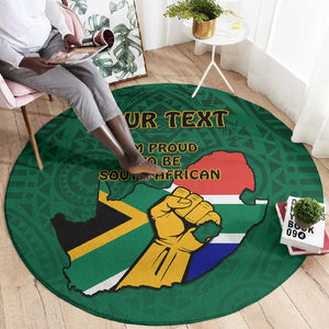 Personalised South Africa Round Carpet African Pattern Happy Freedom Day Green Version