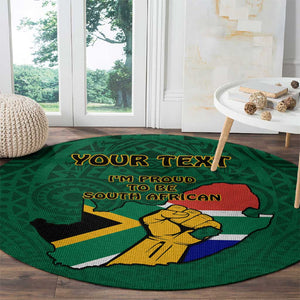 Personalised South Africa Round Carpet African Pattern Happy Freedom Day Green Version