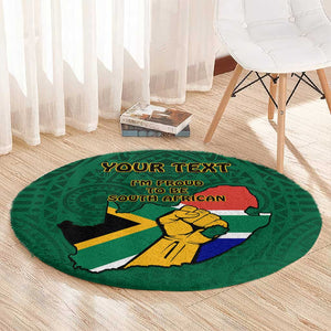 Personalised South Africa Round Carpet African Pattern Happy Freedom Day Green Version