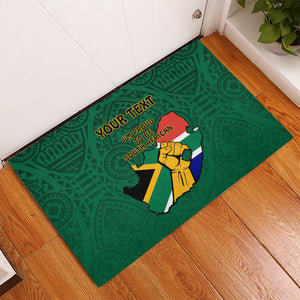 Personalised South Africa Rubber Doormat African Pattern Happy Freedom Day Green Version