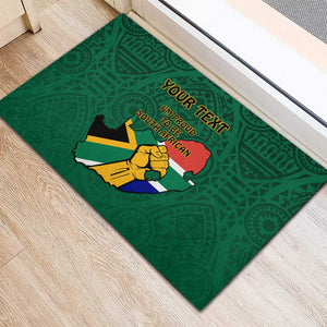 Personalised South Africa Rubber Doormat African Pattern Happy Freedom Day Green Version