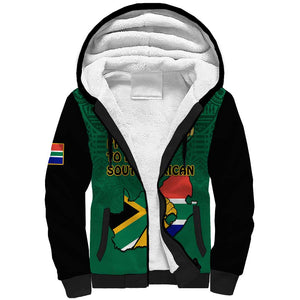 Personalised South Africa Sherpa Hoodie African Pattern Happy Freedom Day Green Version