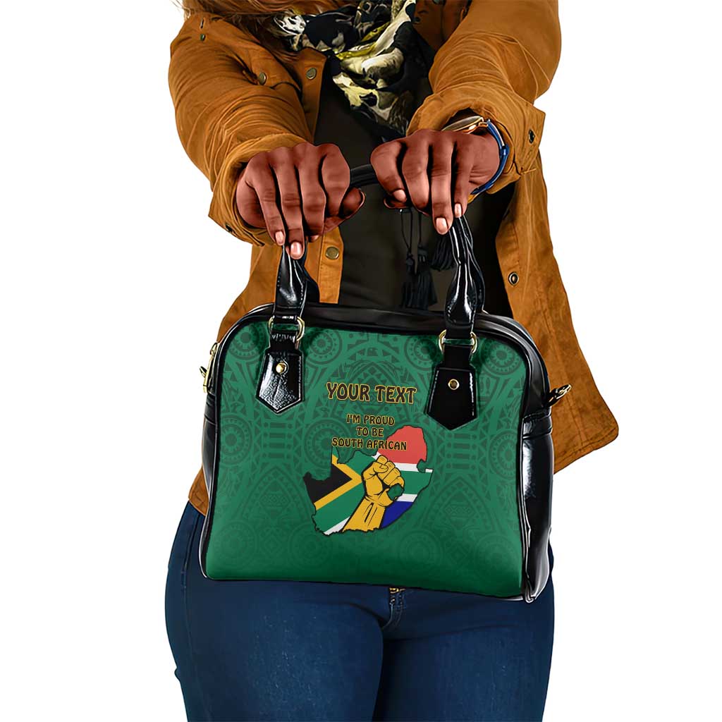 Personalised South Africa Shoulder Handbag African Pattern Happy Freedom Day Green Version