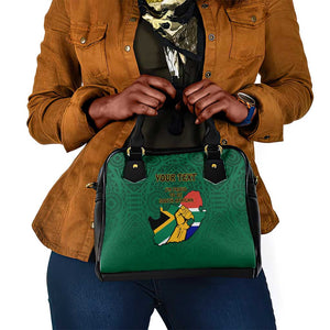 Personalised South Africa Shoulder Handbag African Pattern Happy Freedom Day Green Version