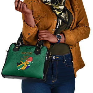 Personalised South Africa Shoulder Handbag African Pattern Happy Freedom Day Green Version