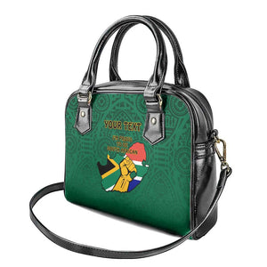 Personalised South Africa Shoulder Handbag African Pattern Happy Freedom Day Green Version