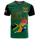 Personalised South Africa T shirt African Pattern Happy Freedom Day Green Version