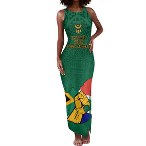 Personalised South Africa Tank Maxi Dress African Pattern Happy Freedom Day Green Version