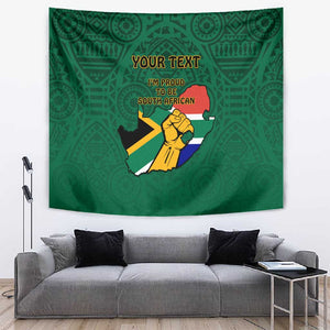 Personalised South Africa Tapestry African Pattern Happy Freedom Day Green Version