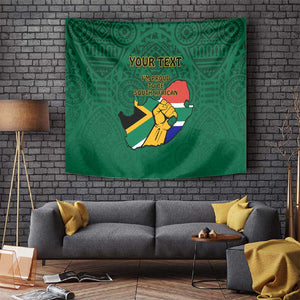 Personalised South Africa Tapestry African Pattern Happy Freedom Day Green Version