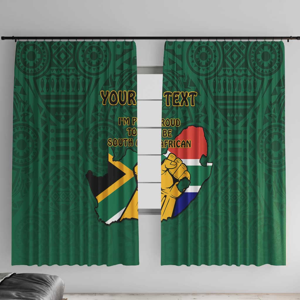 Personalised South Africa Window Curtain African Pattern Happy Freedom Day Green Version