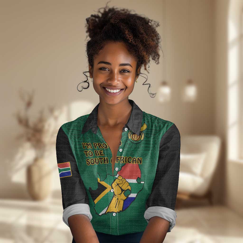 Personalised South Africa Women Casual Shirt African Pattern Happy Freedom Day Green Version