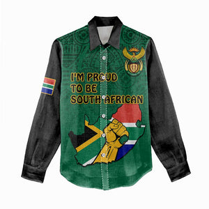 Personalised South Africa Women Casual Shirt African Pattern Happy Freedom Day Green Version