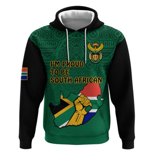 Personalised South Africa Zip Hoodie African Pattern Happy Freedom Day Green Version