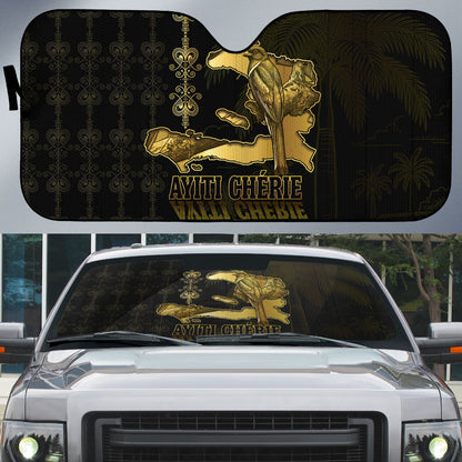 Afro-Haitians Ayiti Cherie Auto Sun Shade Haiti Map Kanson Wouj Veve Vodou