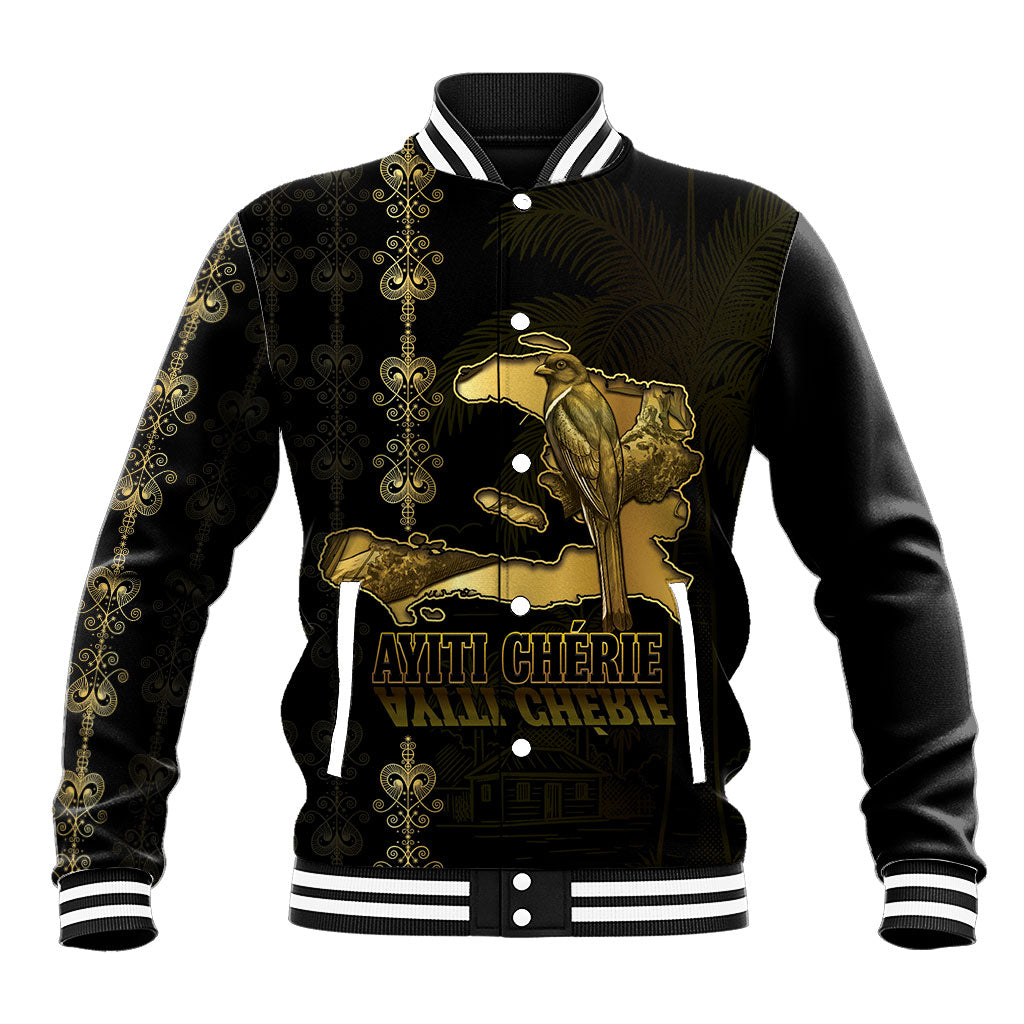Afro-Haitians Ayiti Cherie Baseball Jacket Haiti Map Kanson Wouj Veve Vodou