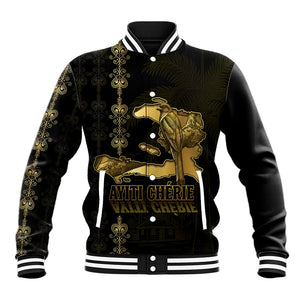 Afro-Haitians Ayiti Cherie Baseball Jacket Haiti Map Kanson Wouj Veve Vodou