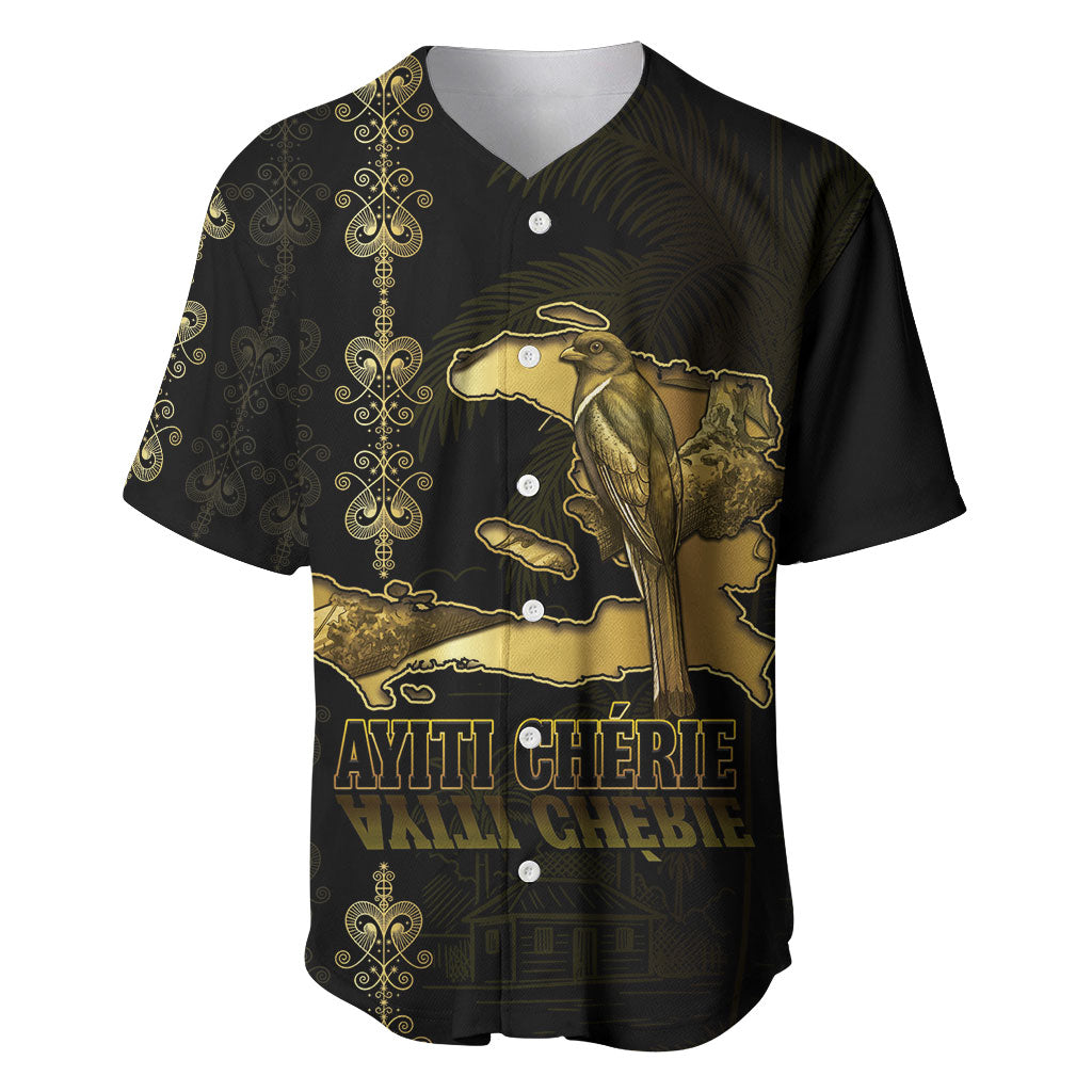 Afro-Haitians Ayiti Cherie Baseball Jersey Haiti Map Kanson Wouj Veve Vodou