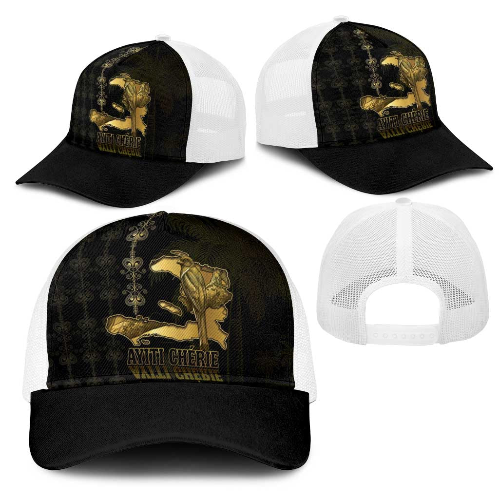 Afro-Haitians Ayiti Cherie Baseball Net Cap Haiti Map Kanson Wouj Veve Vodou
