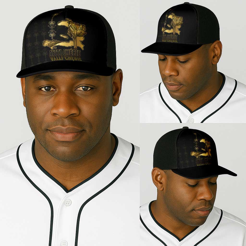 Afro-Haitians Ayiti Cherie Baseball Net Cap Haiti Map Kanson Wouj Veve Vodou
