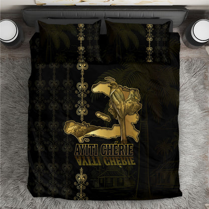 Afro-Haitians Ayiti Cherie Bedding Set Haiti Map Kanson Wouj Veve Vodou