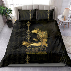Afro-Haitians Ayiti Cherie Bedding Set Haiti Map Kanson Wouj Veve Vodou