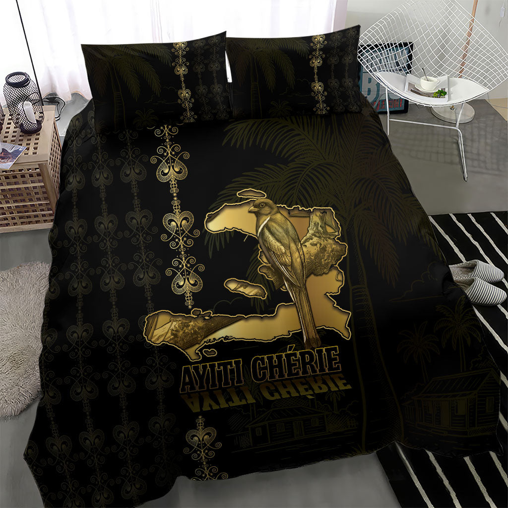 Afro-Haitians Ayiti Cherie Bedding Set Haiti Map Kanson Wouj Veve Vodou
