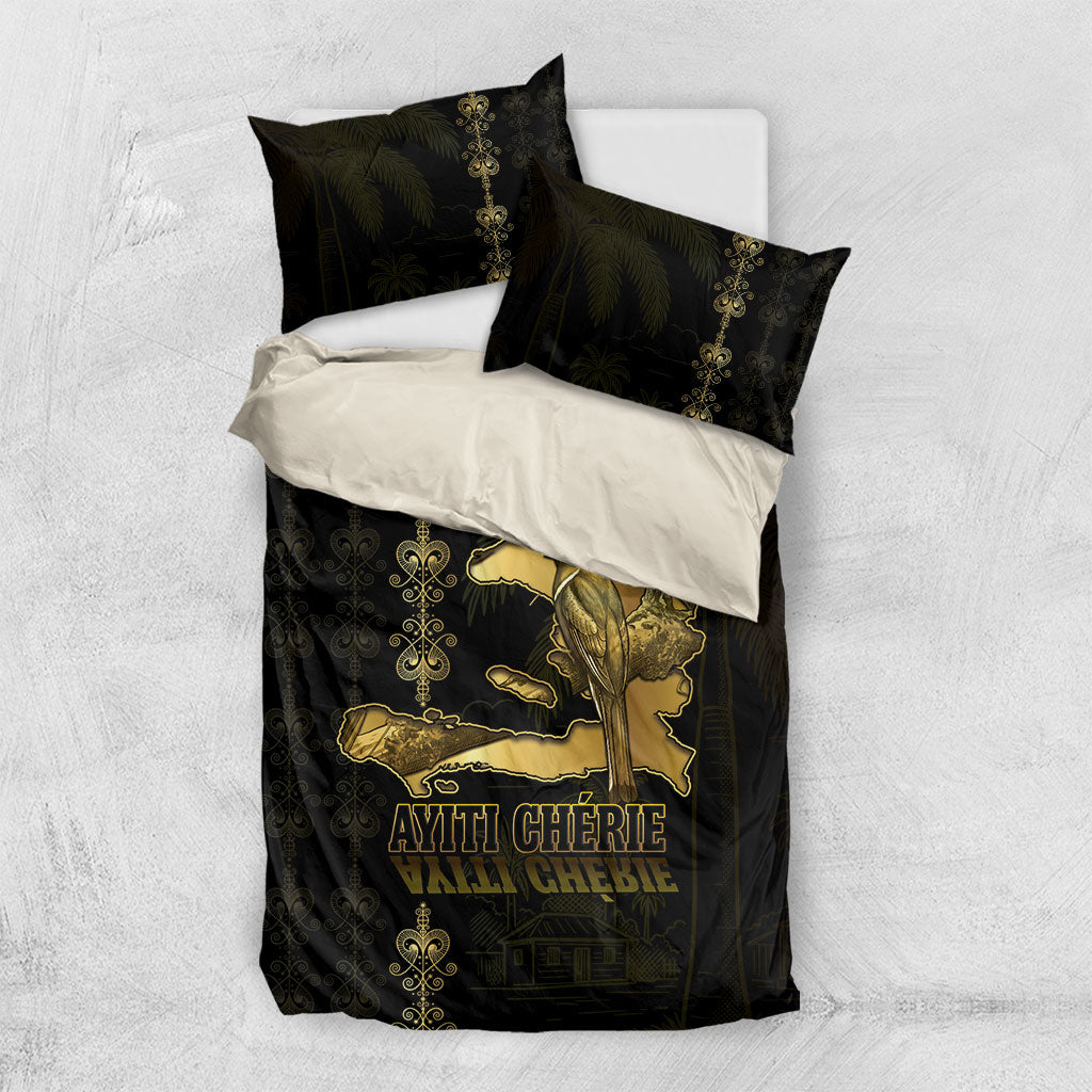 Afro-Haitians Ayiti Cherie Bedding Set Haiti Map Kanson Wouj Veve Vodou
