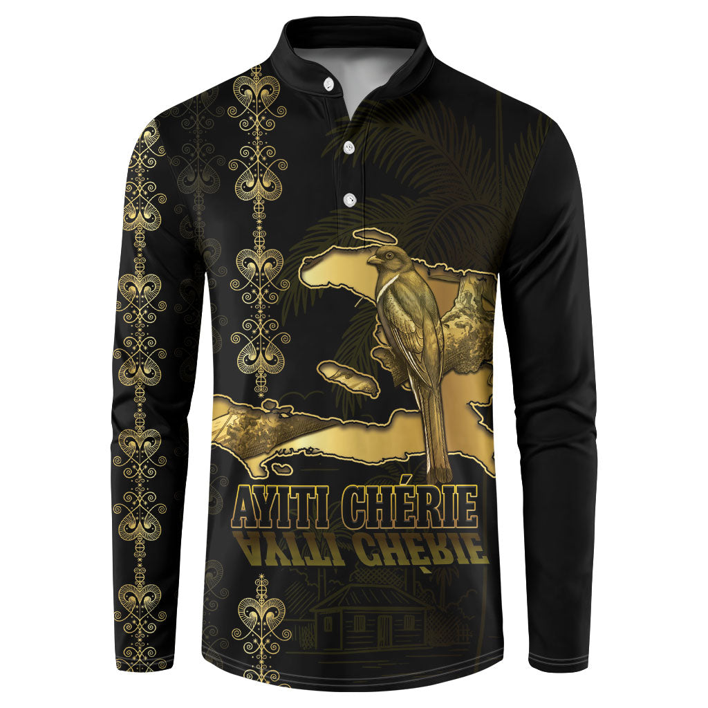 Afro-Haitians Ayiti Cherie Button Sweatshirt Haiti Map Kanson Wouj Veve Vodou