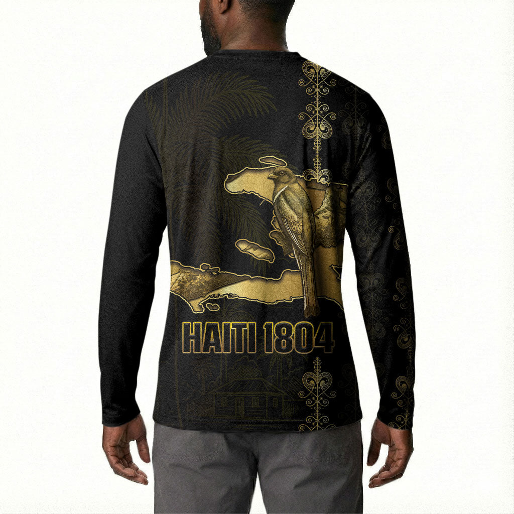 Afro-Haitians Ayiti Cherie Button Sweatshirt Haiti Map Kanson Wouj Veve Vodou