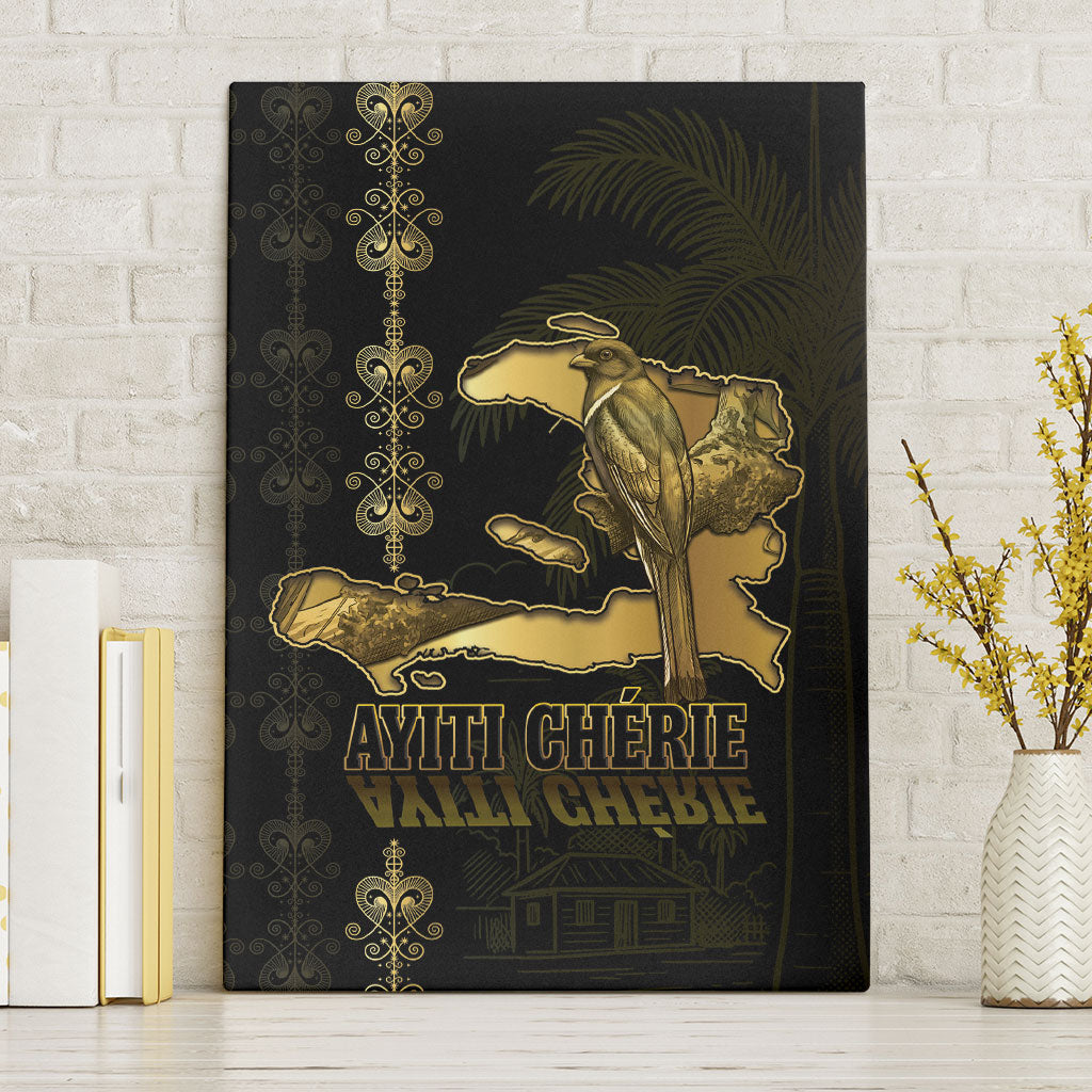Afro-Haitians Ayiti Cherie Canvas Wall Art Haiti Map Kanson Wouj Veve Vodou